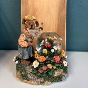 Charming Boyd’s Bear Figurine with Floral Snow Globe
